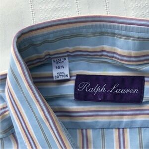 Ralph Lauren Purple Label Striped Dress Shirt - Blue and Yellow